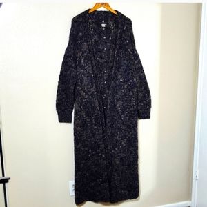 Peruvian Connection long duster sweater wool open front cardigan grandma sweater